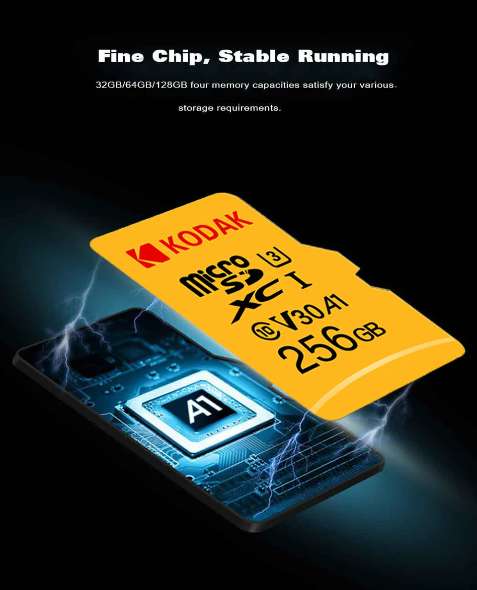 Kodak Micro sd 256 ГБ 128 ГБ sd-карта 64 Гб U3 32 Гб карта памяти класс 10 UHS-1 флэш-карта памяти Microsd TF/sd-карта s для планшета