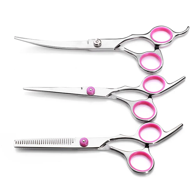 OLN Stainless Steel Pet Dogs Gromming Scissors Up Down Curved Shears Sharp Edge Pet Cat Hair Cutting Barber Cutting Tools Kit