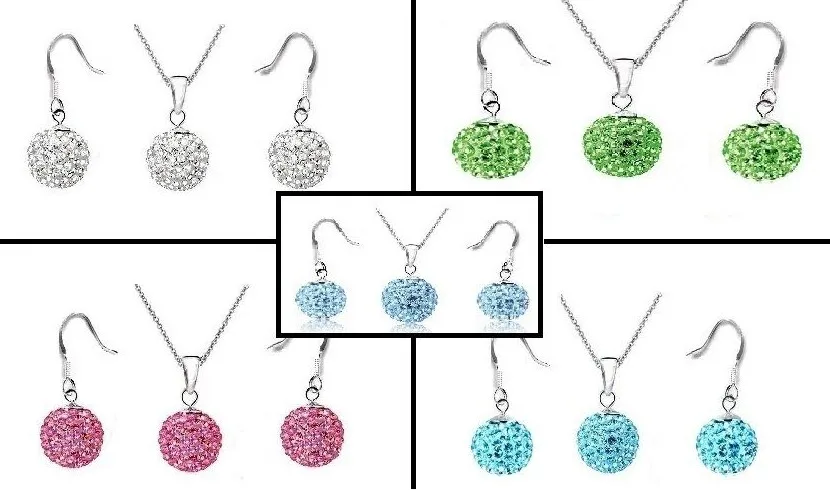 

Mix color multicolor 10mm black white red 15pcs/lot Set Pendant necklace studs drop Earring Clay Balls crystal