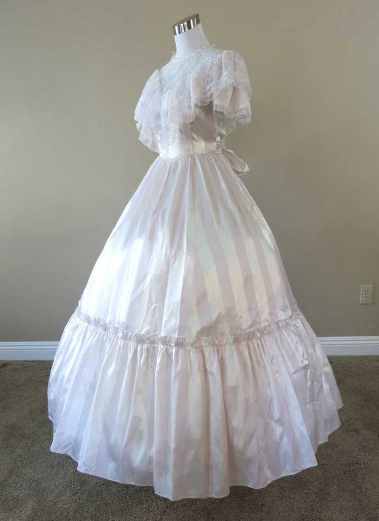 Pink & Ivory with Lace Gown Civil war costume renaissance dress satin ...