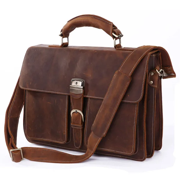 

2013 Hot Sell New Rare Crazy Horse Leather Men's Business Handbag Briefcase Travel Bags #7164R