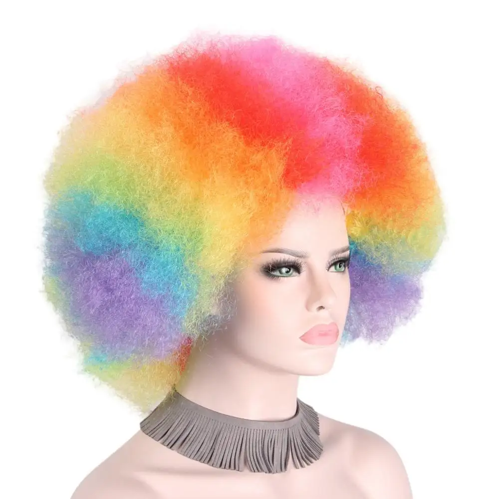 Afro Clown Wig Rainbow Coloful Big Top Curly Party Wigs For Women