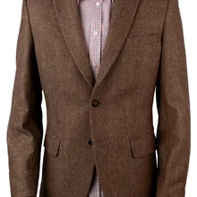 Темно-коричневый мужской твидовый пиджак с узором, мужской повседневный Блейзер на заказ, приталенный твидовый мужской пиджак Veste Homme Costume Lux