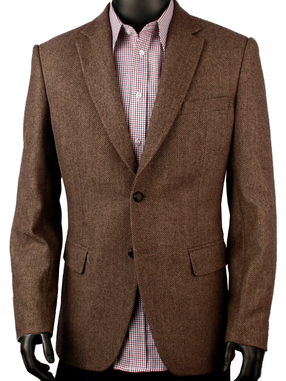 Veste En Tweed Marron Foncé Pour Hommes, Blazer Décontracté Sur Mesure