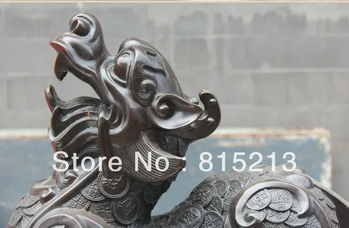 Bi00166 Лаки Китайский Фэншуй Фиолетовый Бронзовый Деньги Богатство ПИ Сю Единорог Зверь Статуя