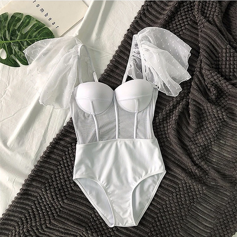 

Swimsuits Women's white Swimming Suit One Piece Female Swimsuit Fused Push Up Swimwear Women Monokini 2019 Beachwear Bathing Sui