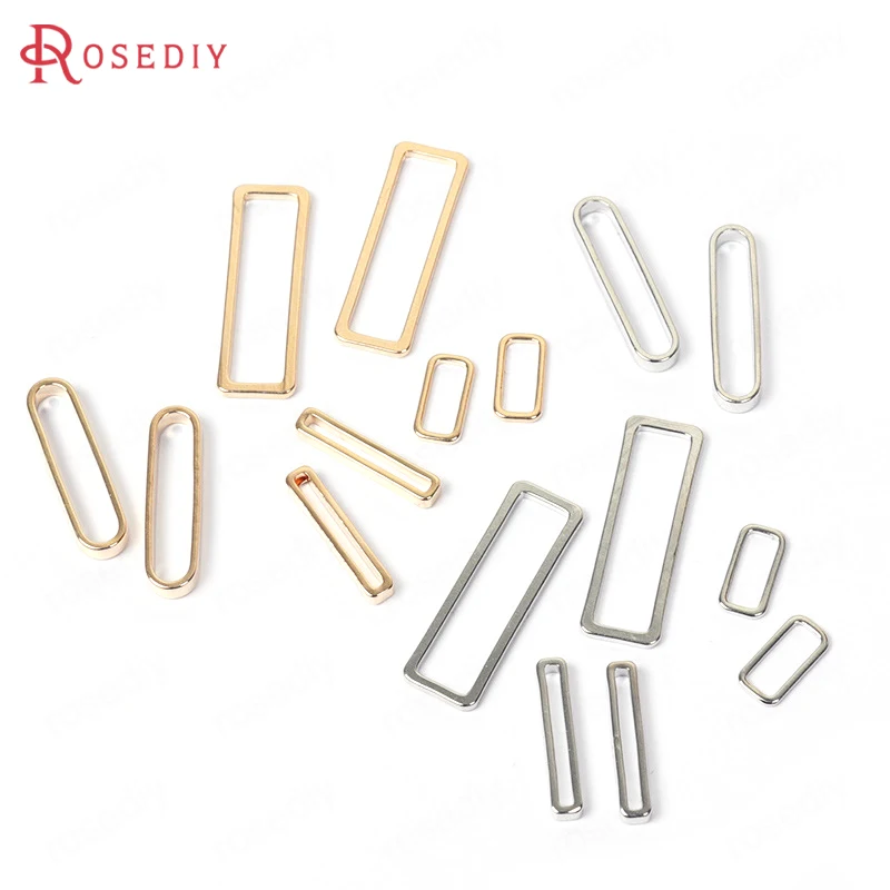 

10PCS 1.2/2/2.5/3CM Gold Color Plated Brass Rounded Rectangle Connect Charms Diy Jewelry Findings Accessories