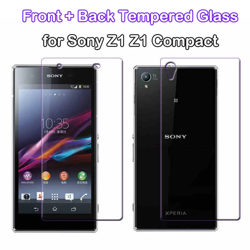 

FRVSIMEM Explosion-proof Screen Protector for Sony Xperia Z1 C6906 C6903 C6902 C694Front+Back HD Tempered Protective Glass