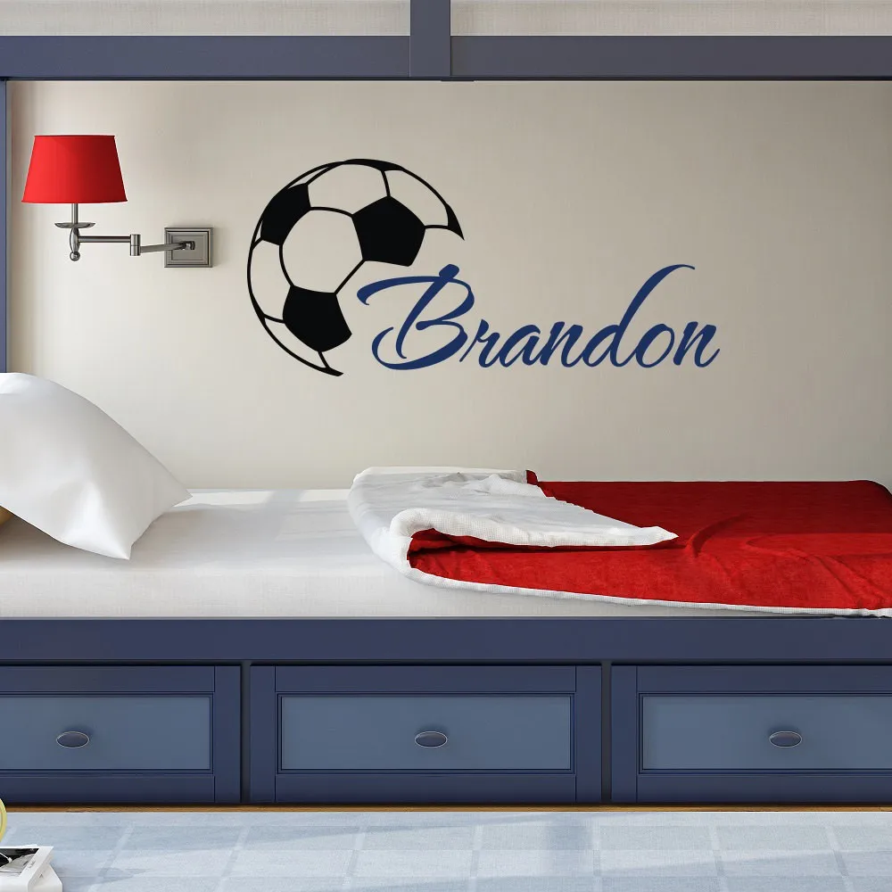 Us 8 1 25 Off For Kids Rooms Boys Bedroom Decor Wall Art Decoration Custom Name Wall Stickers Removable Soccer Wallpaper In Wall Stickers From Home
