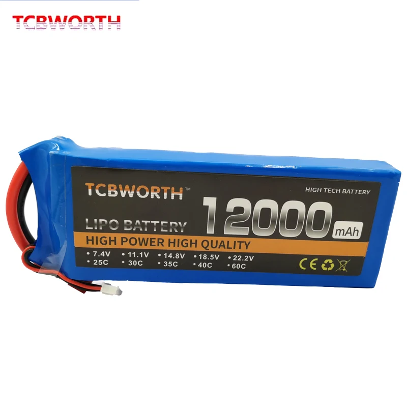 Batterie LiPo 6S 22.2V 22000mAh pour drone, connecteurs XT60 et fils de puissance.