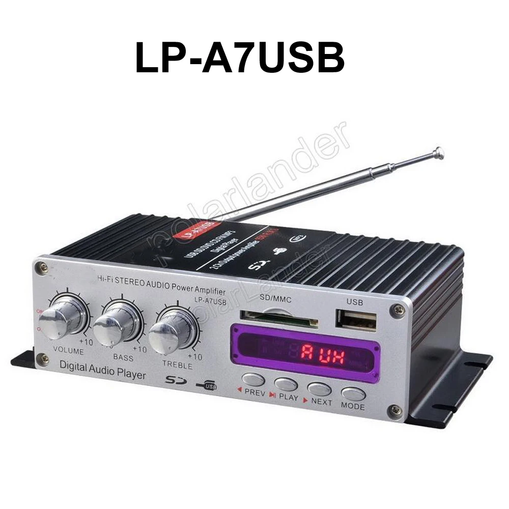 

LP-A7USB Hi-Fi Stereo Audio Amplifier 2 Channel with USB/SD Port & Remote Control Car Amplifiers FM MP3 player