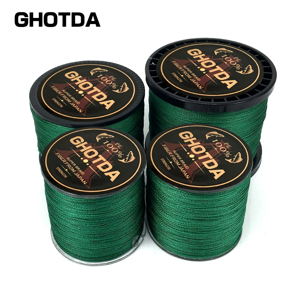 GHOTDA 300 متر 500 متر 1000 متر 4 فروع مضفر الصيد خط المتعددة الشعيرات PE