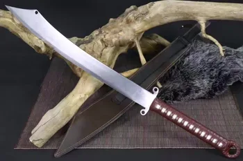 

Sharp Chinese Red/Army DaDao Broadsword Sword High Carbon Blade Leather Sheath Full Tang