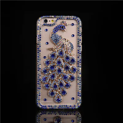 Роскошные 3D Павлин диаманта Bling цепи Капа для samsung Galaxy A50 A70 A10 A20 A20E A30 A40 A60 A80 A90 5G A10S A20S A30S - Цвет: dark blue peacock