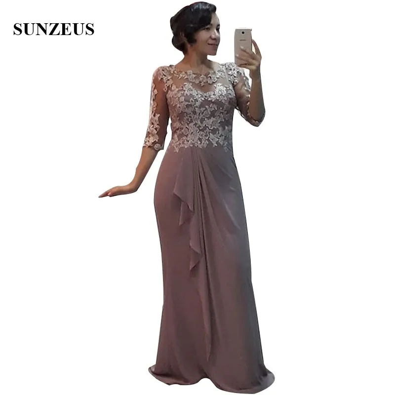 Half Sleeve Applicaties Moeder Van Bruid Diner Jurk 2018 Lange Chiffon Vrouwen Wedding Partij Jassen Vestido Madre De La Novia CM0170 Half Sleeve Applicaties Moeder Van Bruid Diner Jurk 2018 Lange Chiffon Vrouwen Wedding Partij Jassen Vestido Madre De La Novia CM0170