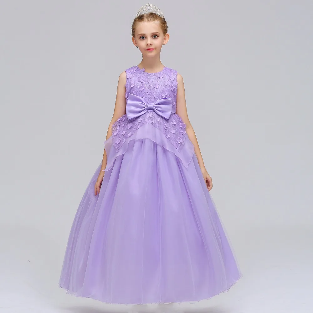 

2019 Flower Girl Dresses For Weddings A-line Cap Sleeves Tulle Appliques Pearls Long First Communion Dresses For Little Girls