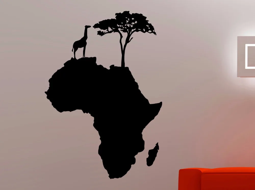 Africa Map Wall Decal African Animal Tree Map Decorations Home Living
