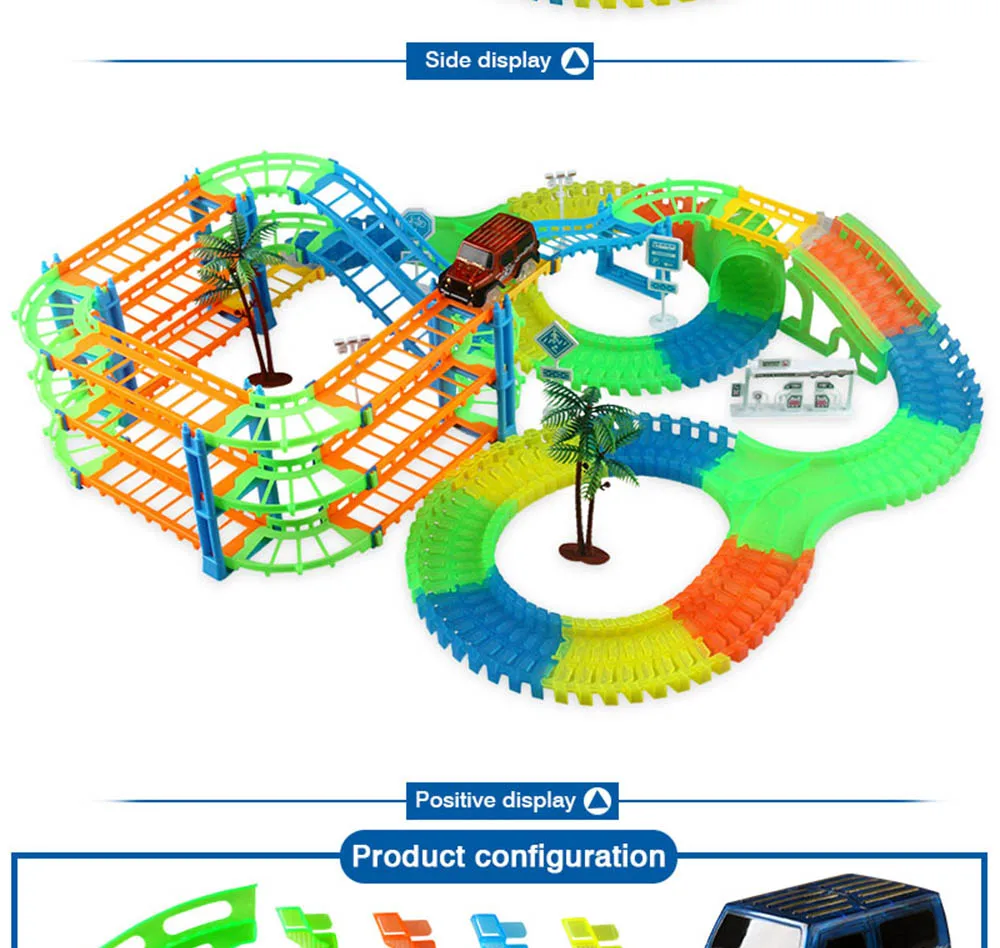 Подключить 2 типа железнодорожных Волшебный Racing трек играть набор DIY Бенд гибкие гонка трек Электронная вспышка света автомобиля игрушки для детей