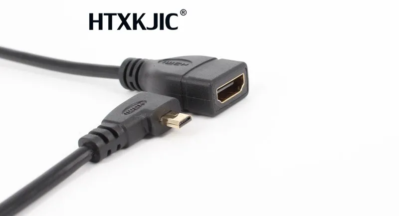 До Подпушка правой и левой Угловой Micro HDMI к HDMI мужчин и женщин разъем адаптера 10 см для HDTV Тип d HDMI Micro HDMI кабель угол