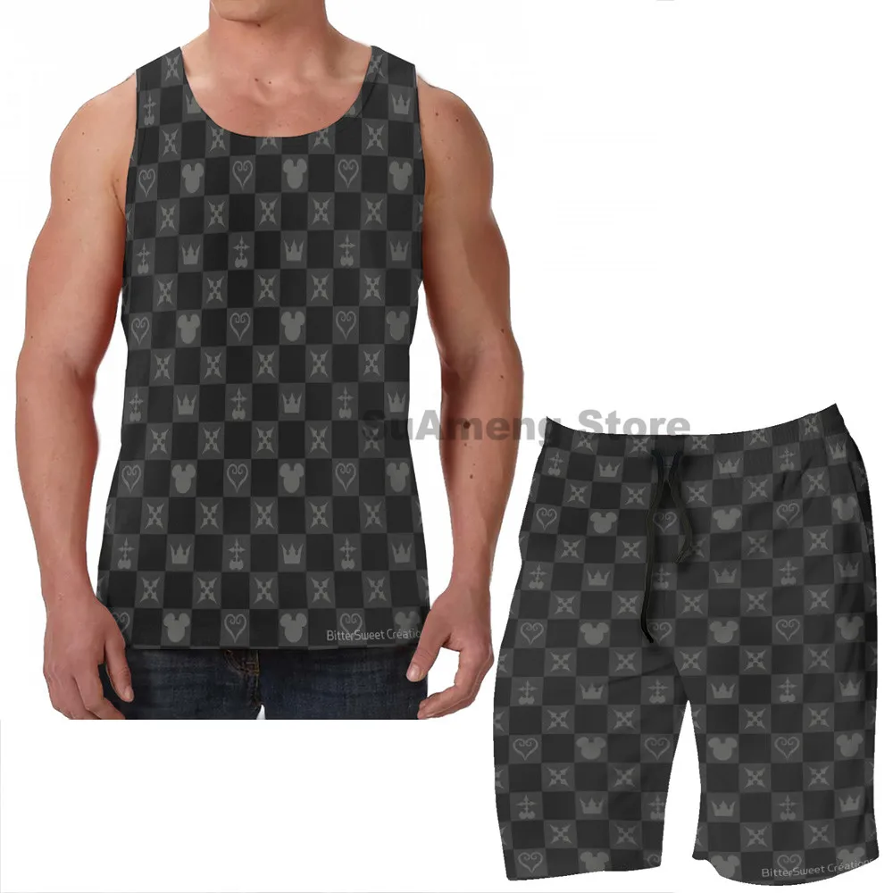 

Summer funny print men Tank Tops Women Kingdom Hearts Pattern (2) men Board beach shorts women sets fitness sleeveless vest