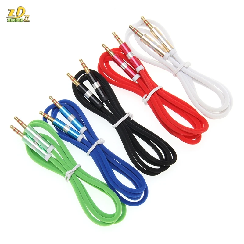 LF Stripe Audio Cable Jack 3 5 mm Jack Male to Male pure color Audio Aux Cable For iPhone Car Headphone Speaker Wire Line 100pcs