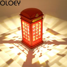 Американское Ретро украшение телефонная будка лампа Креативный светодиодный светильник детская комната Настольный украшения для дома лампы