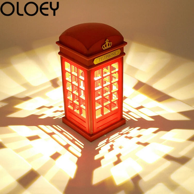

American retro telephone booth decoration lamp creative LED lights children baby room desktop home decoration lamps