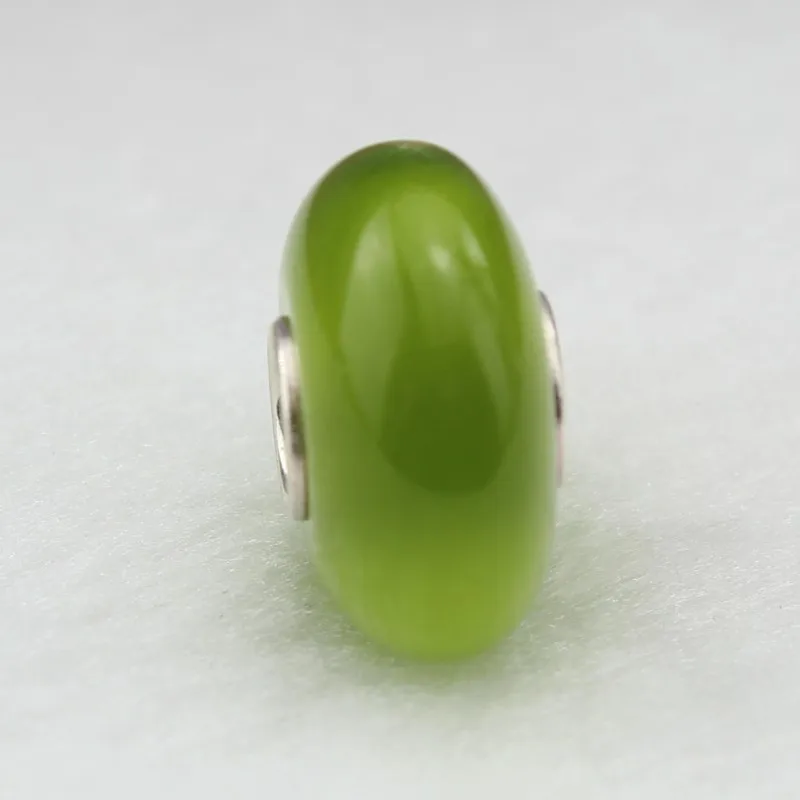 

925 Sterling Silver DIY Jewelry Green Natural Stone beads Charm Bead Fit European Troll Bracelet Jewelry Making Free Shipping