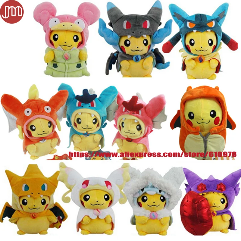 

New Pikachu Plush Toys Cosplay Charizard Lucario Altaria Slowpoke Sableye Audino Anime Brinquedos Baby Dolls 21-25cm