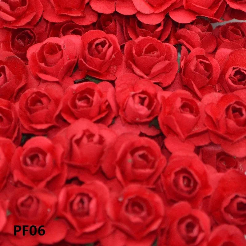 36/144pcs 1cm Cheap Artificial Paper Flowers for Wedding car fake Roses Decoration Candy box DIY Wreath Gift Scrapbooking Craft 