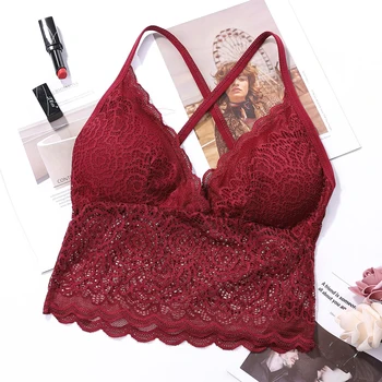 

Hirigin Women Lace Floral Padded Bralette Bralet Bras Bustier Crop Top Solid Camis