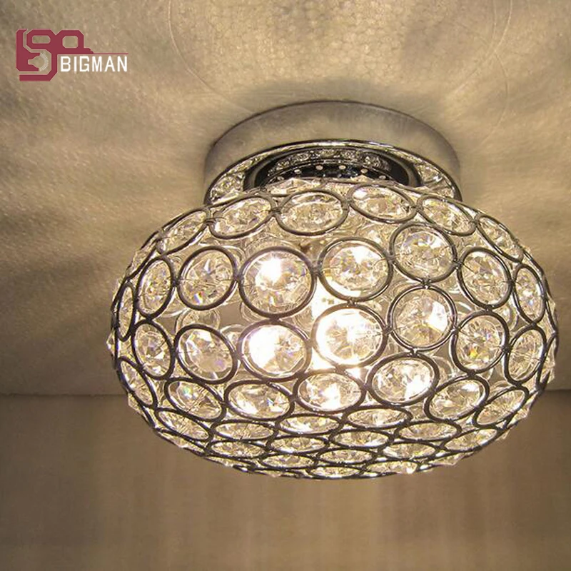 

brief style home crystal ceiling lamp modern ceiling lights lustre LED luminare, chrome hallway lighting fixtures