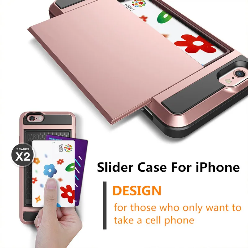 For iphone7 iphone8 i phone ihone 7 8 Slider Case for ihone7 ihone8 with Card Slot Armor cover Smartphone Capinha Celular Coque For iphone7 iphone8 i phone ihone 7 8 Slider Case for ihone7 ihone8 with Card Slot Armor cover Smartphone Capinha Celular Coque