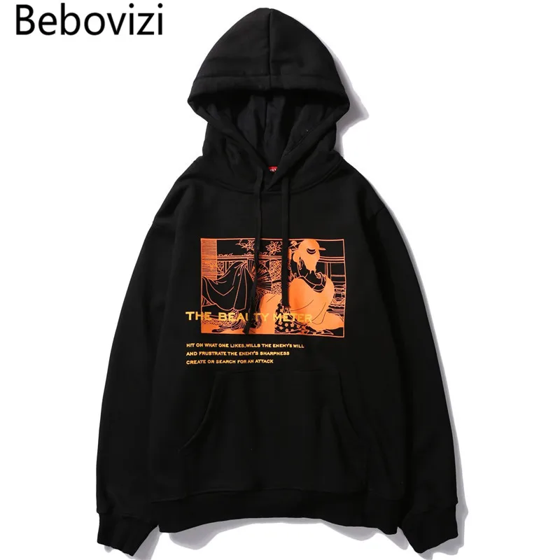 Bebovisi японский стиль уличной одежды Ukiyo E толстовки Harajuku Мужской флисовый пуловер