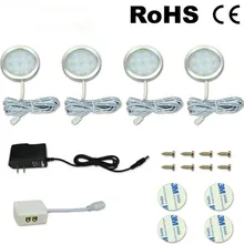 1 Вт Светодиодный под кабинет Точечные светильники с 3/4/6/8 лампы 12 V US/EU/UK/AU адаптер Кухня счетчик шкаф полки Направленное освещение