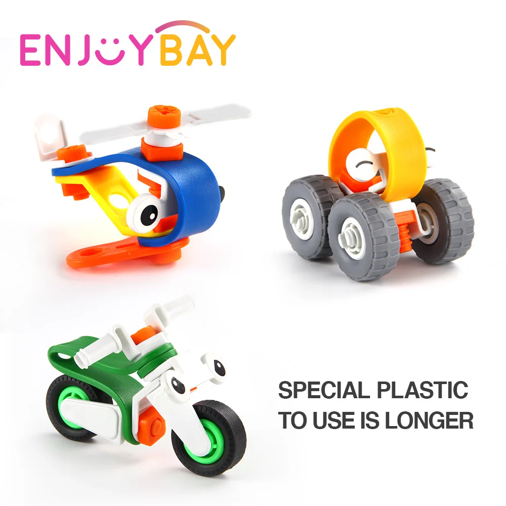 Enjoybay Мини Building Block автомобиль винт игрушка DIY сборки игрушечные лошадки мультфильм автомобиль игрушка-конструктор раннего образования