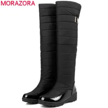 MORAZORA Plus size 35-44 snow boots platform winter shoes over the knee boots thick fur down women thigh high boots