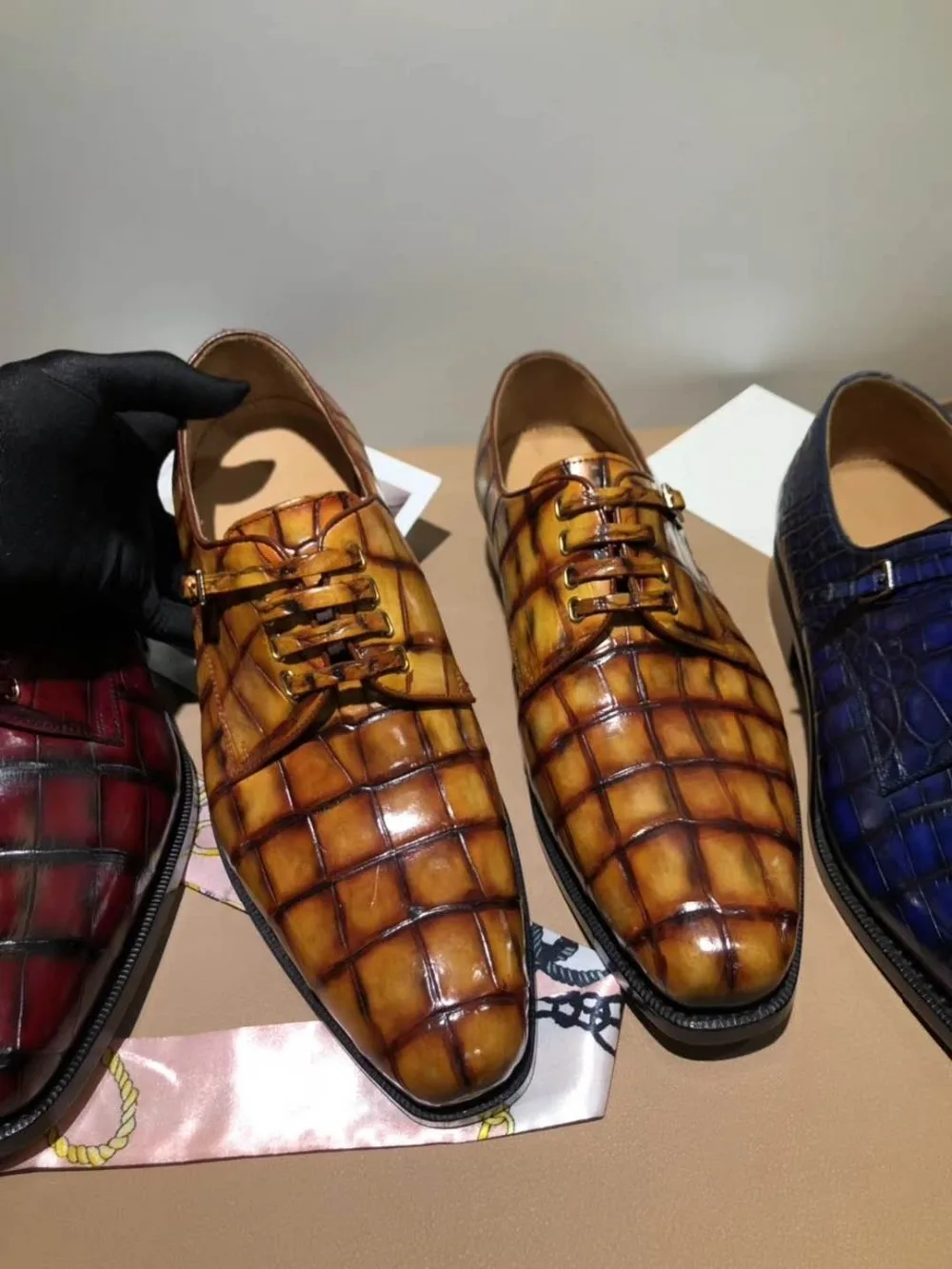 crocodile skin dress shoes