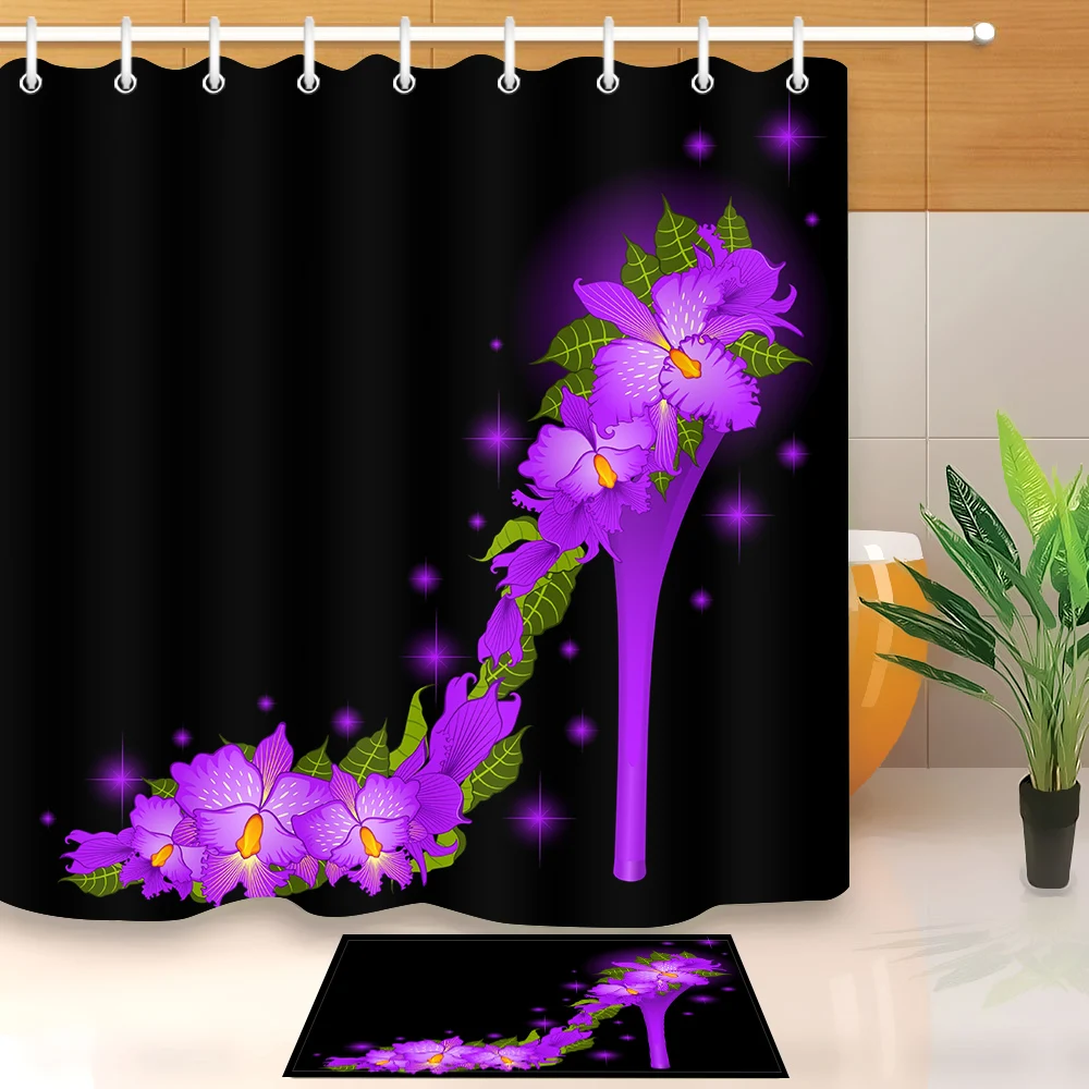 Lb Custom Purple High Heel From Violet Orchids Black Shower Curtain Flower Bathroom Curtain Polyester Fabric For Bathtub Decor Shower Curtains Aliexpress Lb Custom Purple High Heel From Violet Orchids Black Shower Curtain Flower Bathroom Curtain Polyester Fabric For Bathtub Decor Shower Curtains Aliexpress