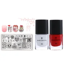 

BORN PRETTY Nail Stamping Plates Nail Polish Sets of Nail Art Stamping with Scraper Stencils for Nails