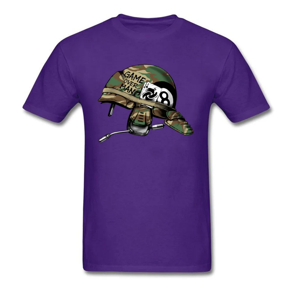 Geek Game Over Man Men's T-shirts Family Summer Fall Short Sleeve O-Neck 100% Cotton Tops Shirt Birthday Tee-Shirt Game Over Man purple