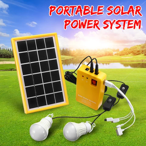 Painel de Energia Iluminação sobre Descarga Sistema com 3 Carregador Casa Lâmpadas Led Solar Luz Gerador Kit Indoor – Outdoor Proteger 5 v Usb
