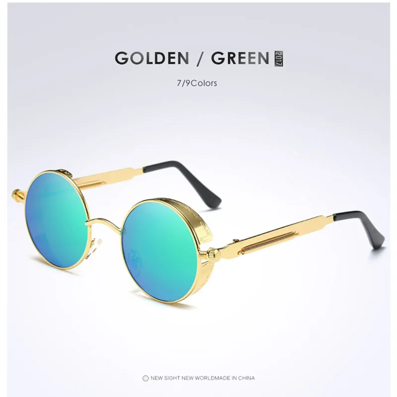 VEGA поляризационные стимпанк Солнцезащитные очки для мужчин и женщин, круглые готические паровые очки в стиле панк, металлические винтажные HD очки 372 - Цвет линз: Number 5