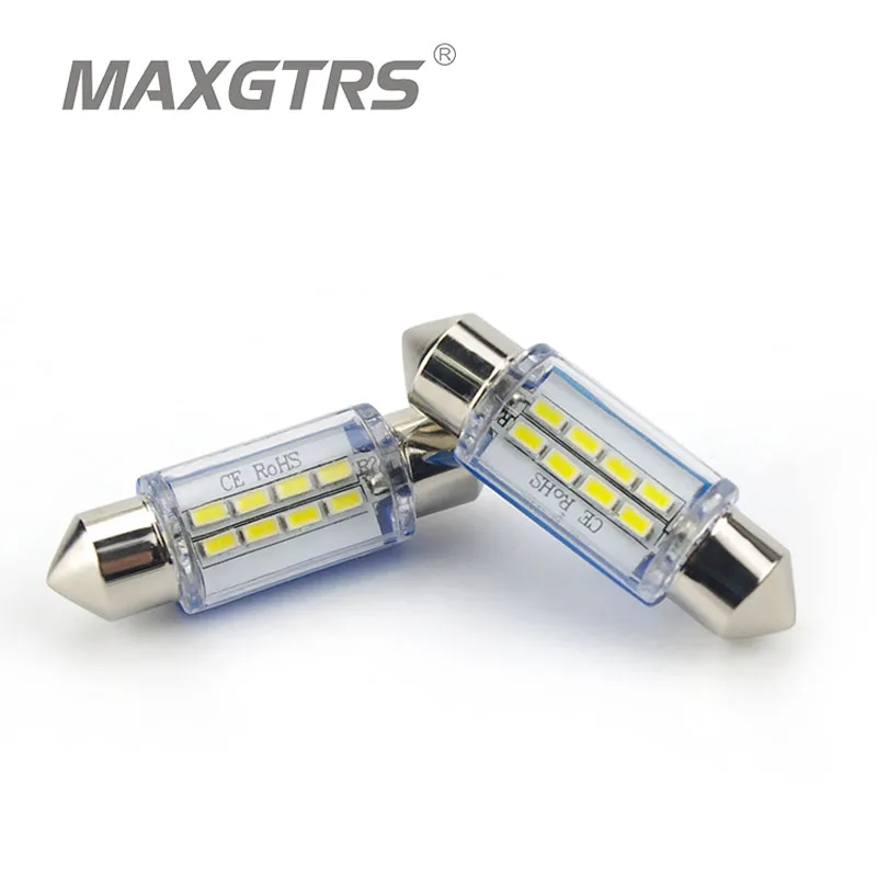 

2X 31mm 36mm 39mm 41mm C5W Festoon 4014 8 Smd LED Car Map / Dome Interior Light License Plate Bulbs Cold White Protective box
