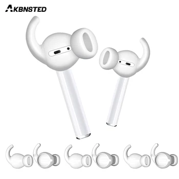 

AKBNSTED For Apple AirPods Case + Soft Silicone Antislip Ear Cover Hook Earphone Earbuds Tips Protective Case For Airpods 1 2