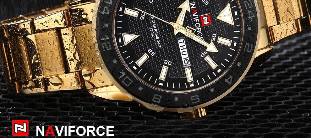 Naviforce Мужская Мода Элитный бренд часы Водонепроницаемый Спортивные часы Для мужчин полный Сталь Кварцевые наручные часы Relogio Masculino