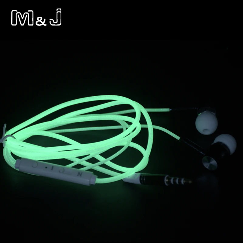 Новые светящиеся металлические наушники M & J стереонаушники в темноте спортивные