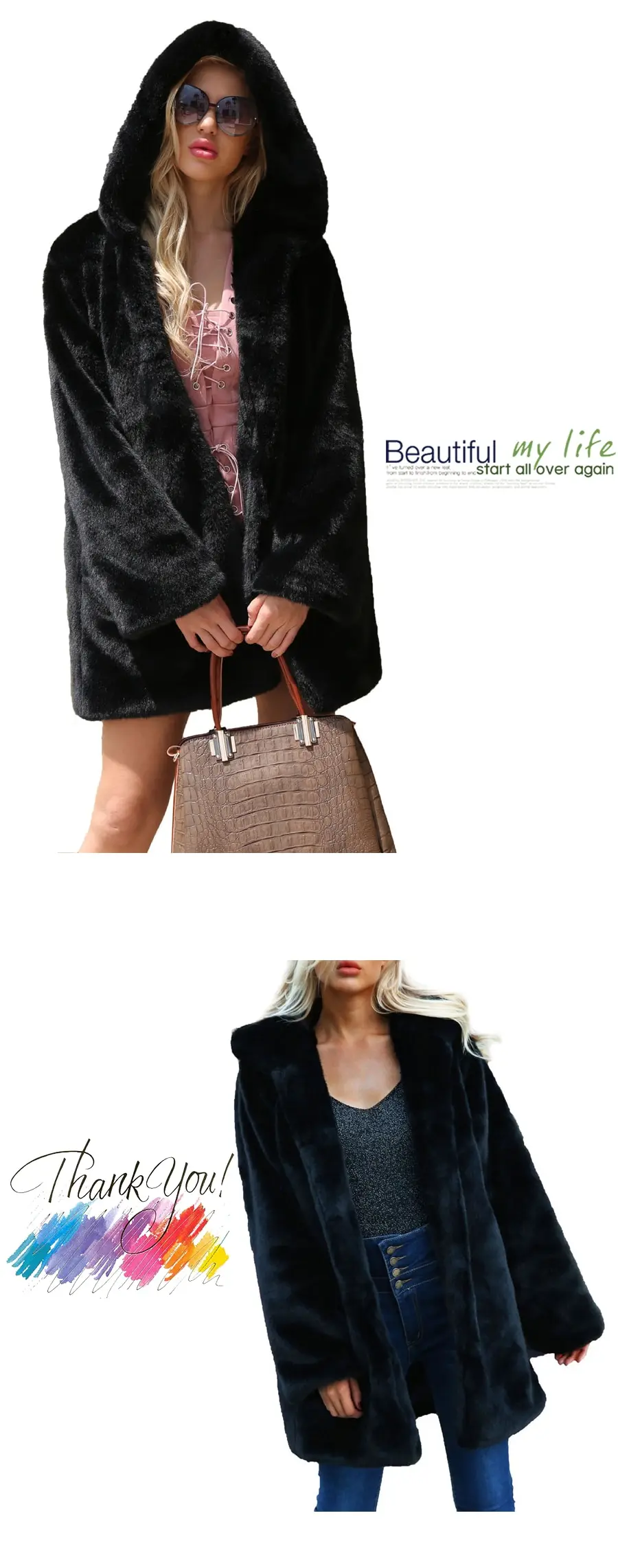 Fashion imitation fur long style coat female autumn winter new European and American fashion warm wool coat (5)