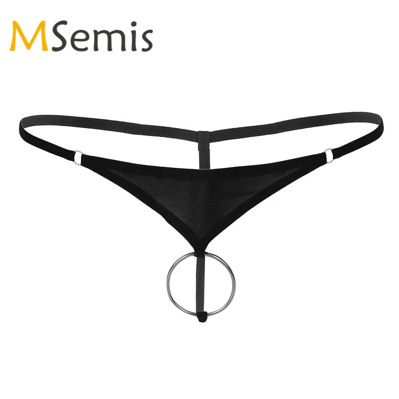 

Gay Swimwear Underwear Men G-string Bikini Thong Briefs T-Back Lingerie Crotchless with Ball Lifter Metal O-ring Thongs Panties