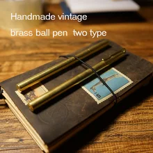Vintage brass ball pen for travelers journal notebook 0.5mm pen core refill ball pen length 14cm have clip style school supplise
